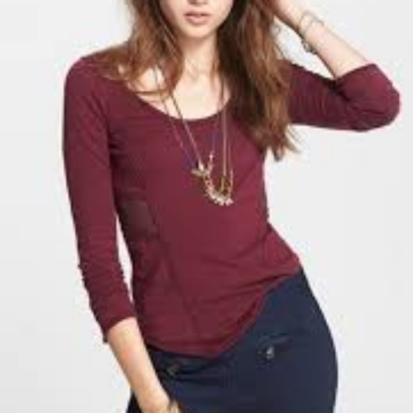 Free People Tops - Free People cozy Jersey Jane mesh contrast tee